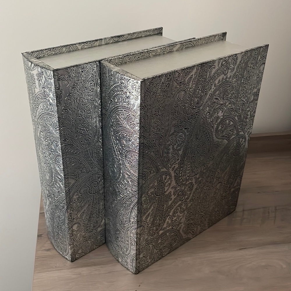 2 Silver Decorative Storage Boxes
